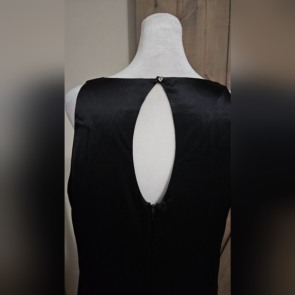 Vintage CADAZ 100% Silk Midi Shift Sleeveless Slip Dress In Black. Size 10 - Picture 14 of 15